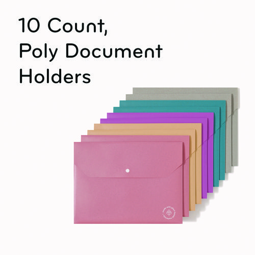 Picture of U-Eco Document Holder, 0.59" Expansion, 1 Section, Snap Button Closure, Letter Size, Assorted Colors, 10/Pack