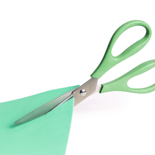 Picture of U-Eco Scissors, Concave Tip, 9.45" Long, 3" Cut Length, Assorted Straight Handle, 3/Pack