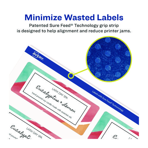 Picture of Glossy White Easy Peel Mailing Labels w/ Sure Feed Technology, Laser Printers, 2 x 4, White, 10/Sheet, 25 Sheets/Pack