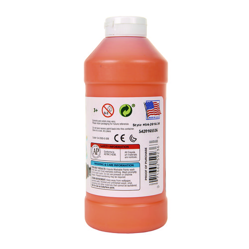 Picture of Washable Paint, Orange, 16 oz Bottle