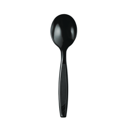 Picture of Individually Wrapped Heavyweight Soup Spoons, Polystyrene, Black, 1,000/Carton