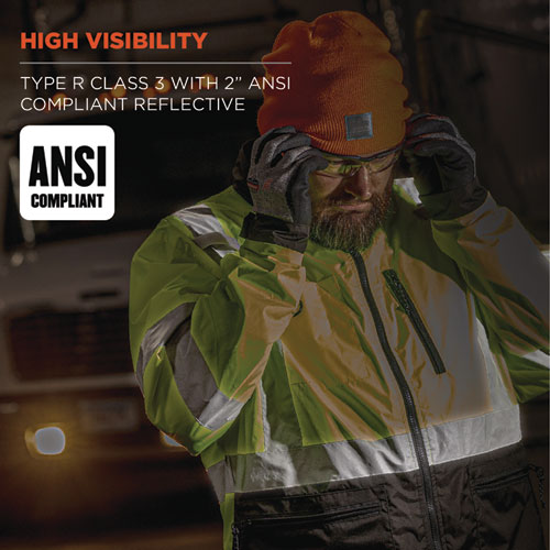 Picture of GloWear 8351 Class 3 Hi-Vis Windbreaker Water-Resistant Jacket, 4X-Large, Lime