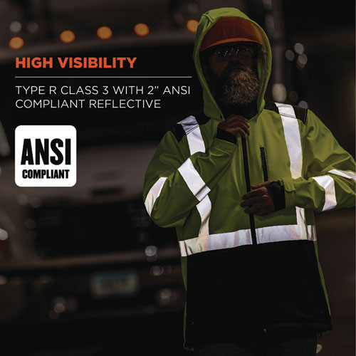 Picture of GloWear 8353 Class 3 Hi-Vis Softshell Water-Resistant Jacket, Small, Lime