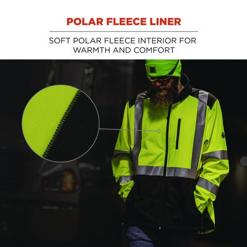 Picture of GloWear 8353 Class 3 Hi-Vis Softshell Water-Resistant Jacket, 3X-Large, Lime