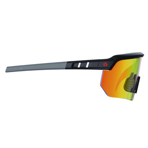 Picture of Skullerz AEGIR Safety Glasses with Mirrored Lenses, Matte Black Nylon Impact Frame, Orange Mirror Polycarbonate Lens