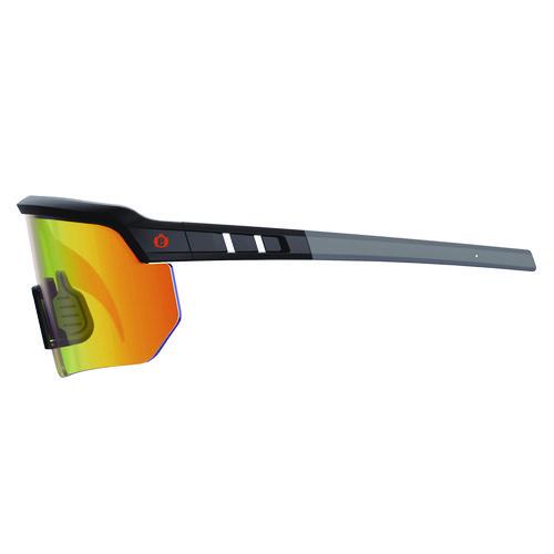 Picture of Skullerz AEGIR Safety Glasses with Mirrored Lenses, Matte Black Nylon Impact Frame, Orange Mirror Polycarbonate Lens