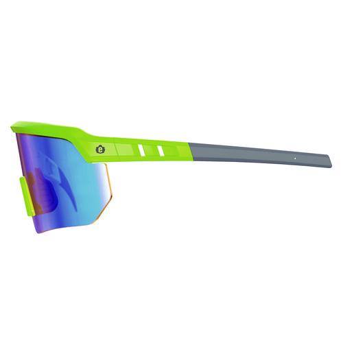 Picture of Skullerz AEGIR Safety Glasses, Mirrored Lenses, Lime Nylon Impact Frame, Blue Mirror Polycarbonate Lens