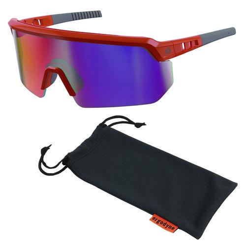 Picture of Skullerz AEGIR Anti-Scratch/Anti-Fog Safety Glasses, Orange Nylon Impact Frame, Purple Mirror Polycarbonate Lens
