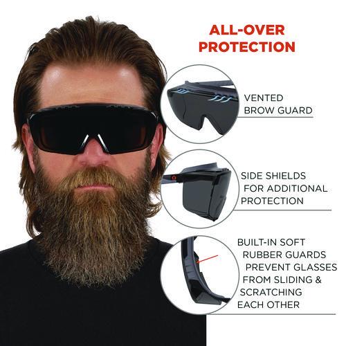 Picture of Skullerz OSMIN Safety Glasses, Matte Black Polycarbonate Frame, Smoke Polycarbonate Lens