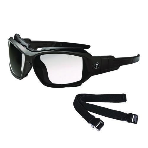 Picture of Skullerz LOKI Anti-Scratch/Anti-Fog Convertible Safety Spoggles with Strap, Matte Black Frame, Clear Polycarbonate Lens