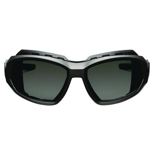 Picture of Skullerz LOKI Anti-Scratch/Anti-Fog Convertible Safety Spoggles with Strap, Matte Black Frame, Smoke Polycarbonate Lens