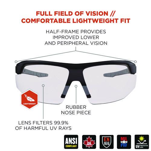 Picture of Skullerz SKOLL Anti-Scratch/Anti-Fog Safety Glasses, Matte Black Nylon Impact Frame, Clear Polycarbonate Lens