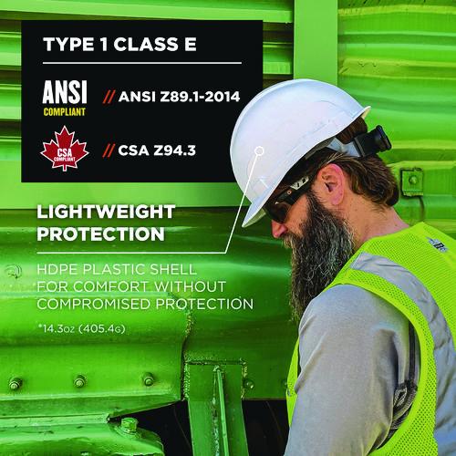 Picture of Skullerz 8967 Class E Lightweight Cap-Style Hard Hat, 6-Point Rachet Suspension, White