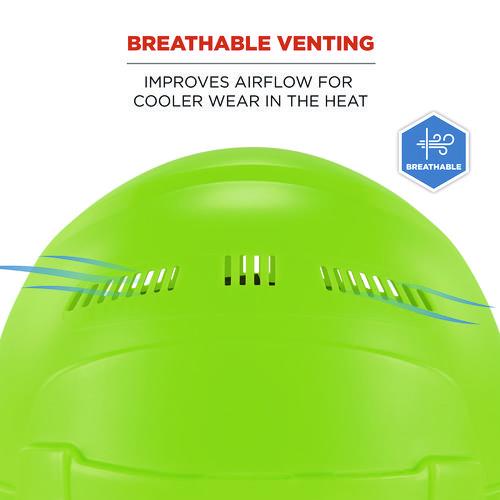 Picture of Skullerz 8968 Class C Lightweight Full Brim Hard Hat, Adjustable Venting, 6-Point Rachet Suspension, Lime