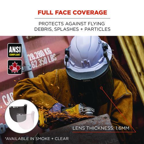 Picture of Skullerz 8998 Anti-Scratch/Anti-Fog Face Shield Replacement for Full Brim Hard Hat, Clear Lens