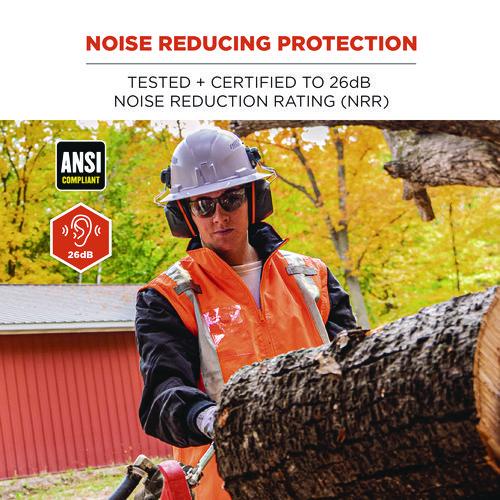 Picture of Skullerz 8880 NRR 26dB Hard Hat Mounted Earmuffs, Full Brim, Gray