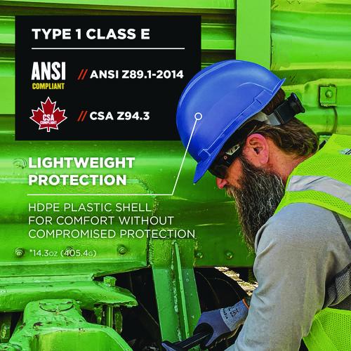 Picture of Skullerz 8967 Class E Lightweight Cap-Style Hard Hat, 6-Point Rachet Suspension, Blue