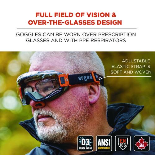 Picture of Skullerz MODI OTG Anti-Scratch and Enhanced Anti-Fog Safety Goggles with Elastic Strap, Clear Lens