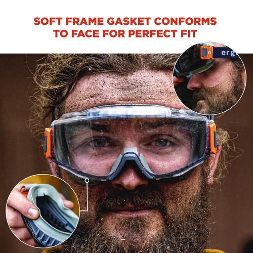 Picture of Skullerz MODI OTG Anti-Scratch and Enhanced Anti-Fog Safety Goggles with Elastic Strap, Clear Lens
