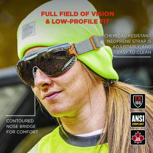 Picture of Skullerz ARKYN Anti-Scratch and Enhanced Anti-Fog Safety Goggles with Neoprene Strap, Smoke