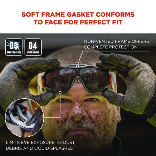 Picture of Skullerz ARKYN Anti-Scratch and Enhanced Anti-Fog Safety Goggles with Neoprene Strap, Smoke
