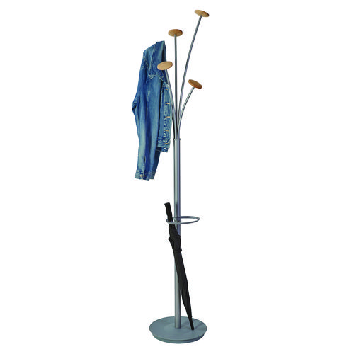 Picture of Festival Coat Stand with Umbrella Holder, Five Knobs, 13.97 x 14 x 73.62, Gray