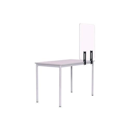 Picture of Protector Series Frameless Glass Desktop Divider, 35.4 x 0.16 x 35.4, Clear/Aluminum