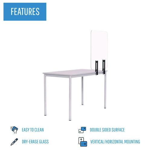 Picture of Protector Series Frameless Glass Desktop Divider, 35.4 x 0.16 x 35.4, Clear/Aluminum