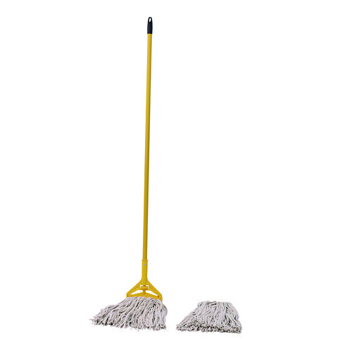 Picture of Cotton Cut End Mop Kit, #24 Natural Cotton Head, 60" Yellow Metal/Plastic Handle