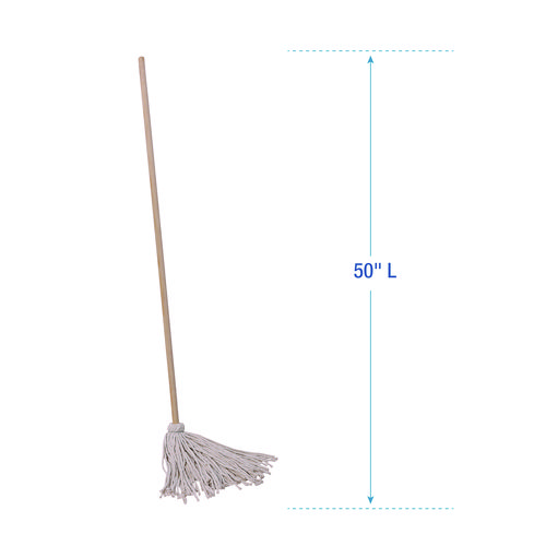 Picture of Cotton Deck Mop, #16 White Cotton Head, 50" Wood Handle, 12/Carton