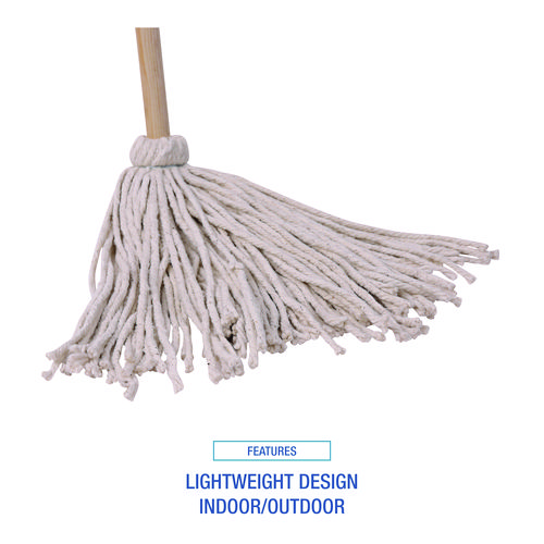 Picture of Cotton Deck Mop, #16 White Cotton Head, 50" Wood Handle, 12/Carton