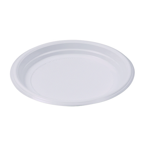 Picture of Hi-Impact Plastic Dinnerware, Plate, 9" dia, White, 500/Carton