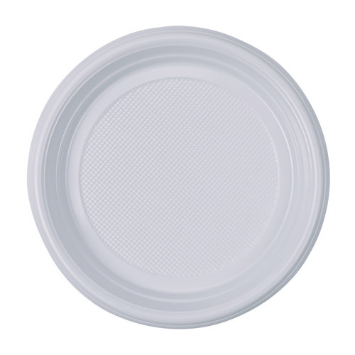 Picture of Hi-Impact Plastic Dinnerware, Plate, 9" dia, White, 500/Carton