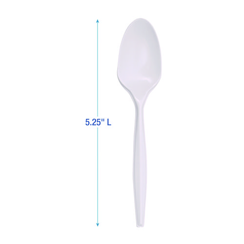Picture of Mediumweight Polypropylene Cutlery, Teaspoon, White, 1000/Carton