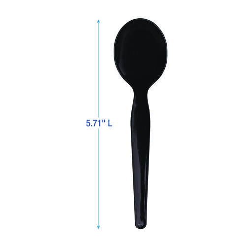 Picture of Heavyweight Wrapped Polystyrene Cutlery, Soup Spoon, Black, 1,000/Carton