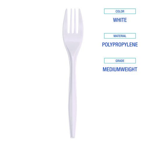 Picture of Mediumweight Polypropylene Cutlery, Fork, White, 1000/Carton