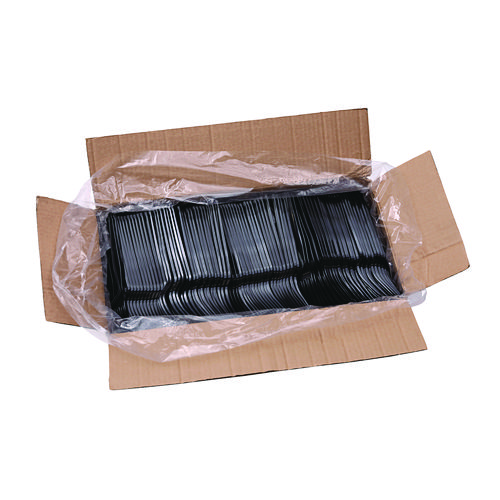 Picture of Heavyweight Polystyrene Cutlery, Fork, Black, 1000/Carton