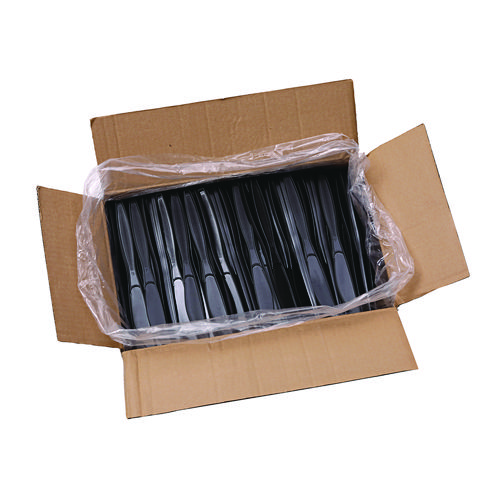 Picture of Heavyweight Polypropylene Cutlery, Knife, Black, 1000/Carton