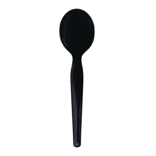 Picture of Heavyweight Wrapped Polystyrene Cutlery, Soup Spoon, Black, 1,000/Carton