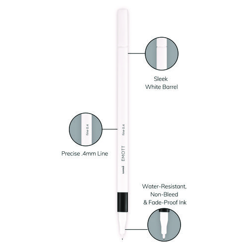 Picture of EMOTT ever fine Porous Point Pen, Stick, Fine 0.4 mm, Assorted Ink Colors, White Barrel, 40/Pack