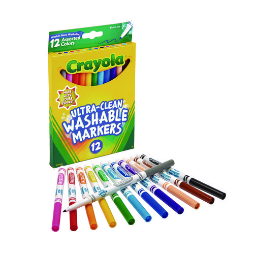 Ultra-Clean+Washable+Markers%2C+Fine+Bullet+Tip%2C+Assorted+Colors%2C+Dozen