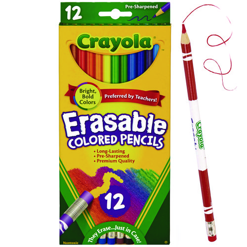 Erasable+Color+Pencil+Set%2C+3.3+mm%2C+2B%2C+Assorted+Lead+and+Barrel+Colors%2C+Dozen