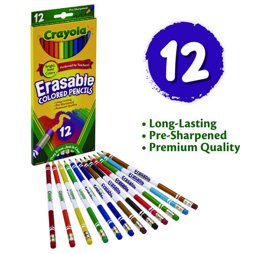 Picture of Erasable Color Pencil Set, 3.3 mm, 2B, Assorted Lead and Barrel Colors, Dozen