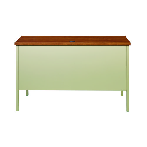 Picture of Single Pedestal Steel Desk, 45" x 24" x 29.5", Cherry/Putty