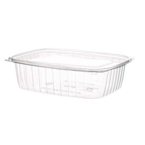 Picture of Renewable and Compostable Rectangular Deli Containers, 48 oz, 8 x 6 x 2, Clear, Plastic, 50/Pack, 4 Packs/Carton