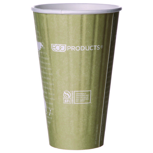 Picture of World Art Renewable and Compostable Insulated Hot Cups, 16 oz, Brown/White, 40/Pack, 15 Packs/Carton