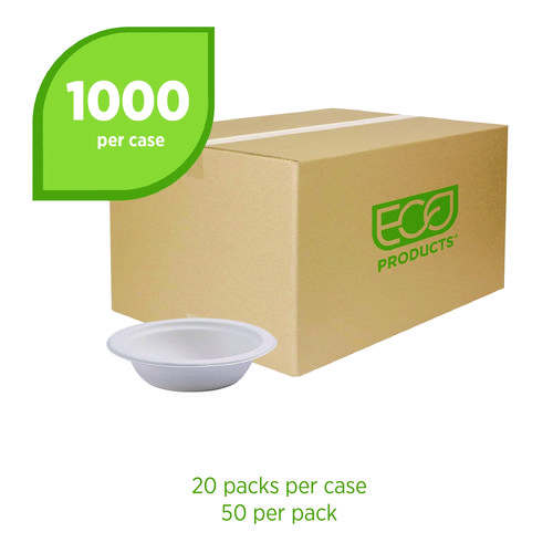 Picture of Renewable Sugarcane Bowls, 12 oz, Natural White, 50/Pack, 20 Packs/Carton