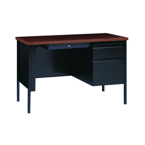 Picture of Single Pedestal Steel Desk, 45" x 24" x 29.5", Mocha/Black, Black Legs