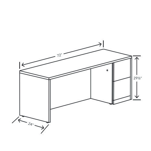 Picture of 10500 Series Full-Height Right Pedestal Credenza, 72w x 24d x 29.5h, Mahogany