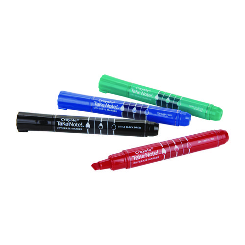 Picture of Take Note Dry Erase Markers, Chisel Tip, Assorted Colors, 4/Set